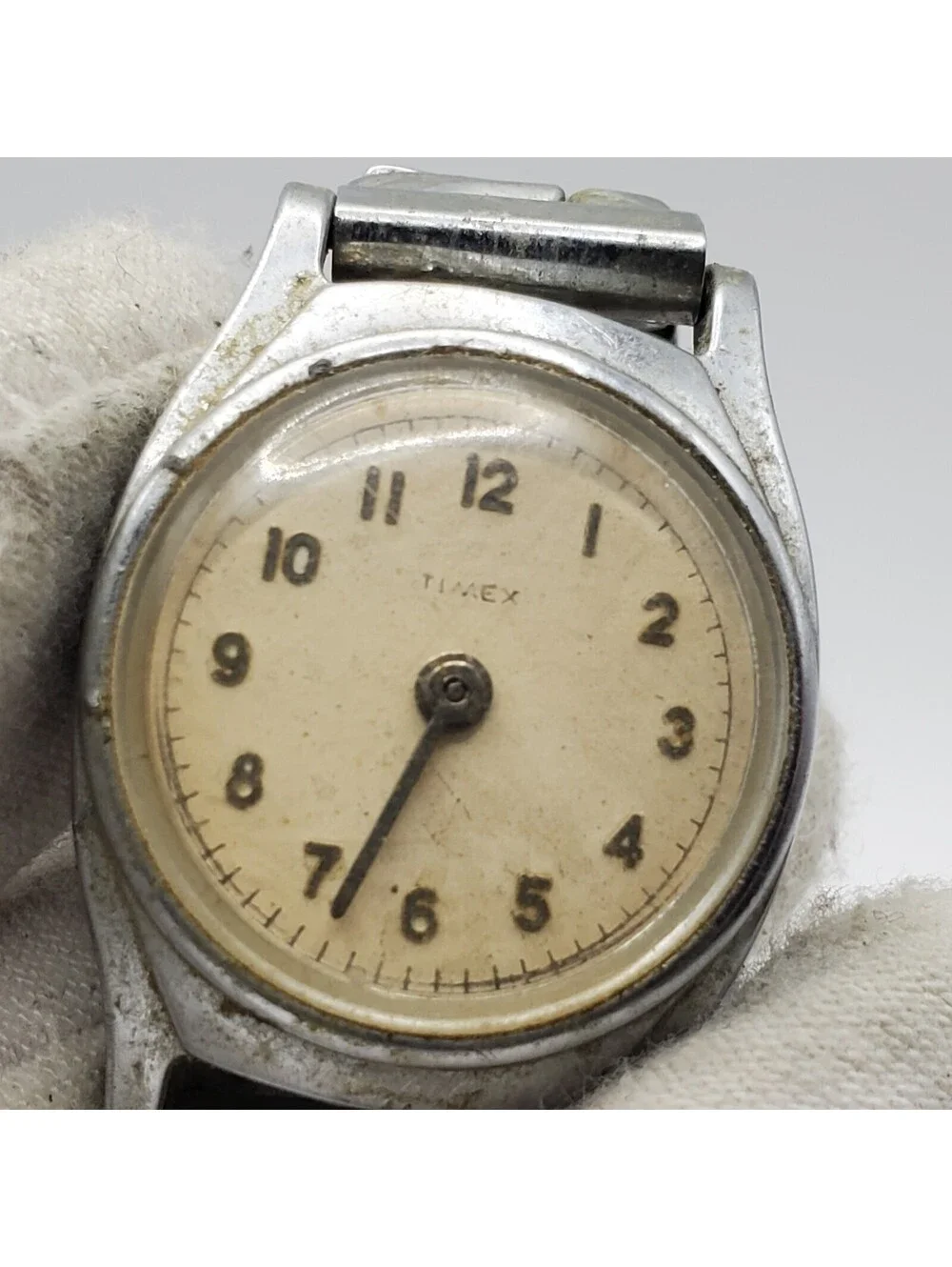 Vintage Timex Shock Resistant Watch Women Silver Tone For Parts Or Repair